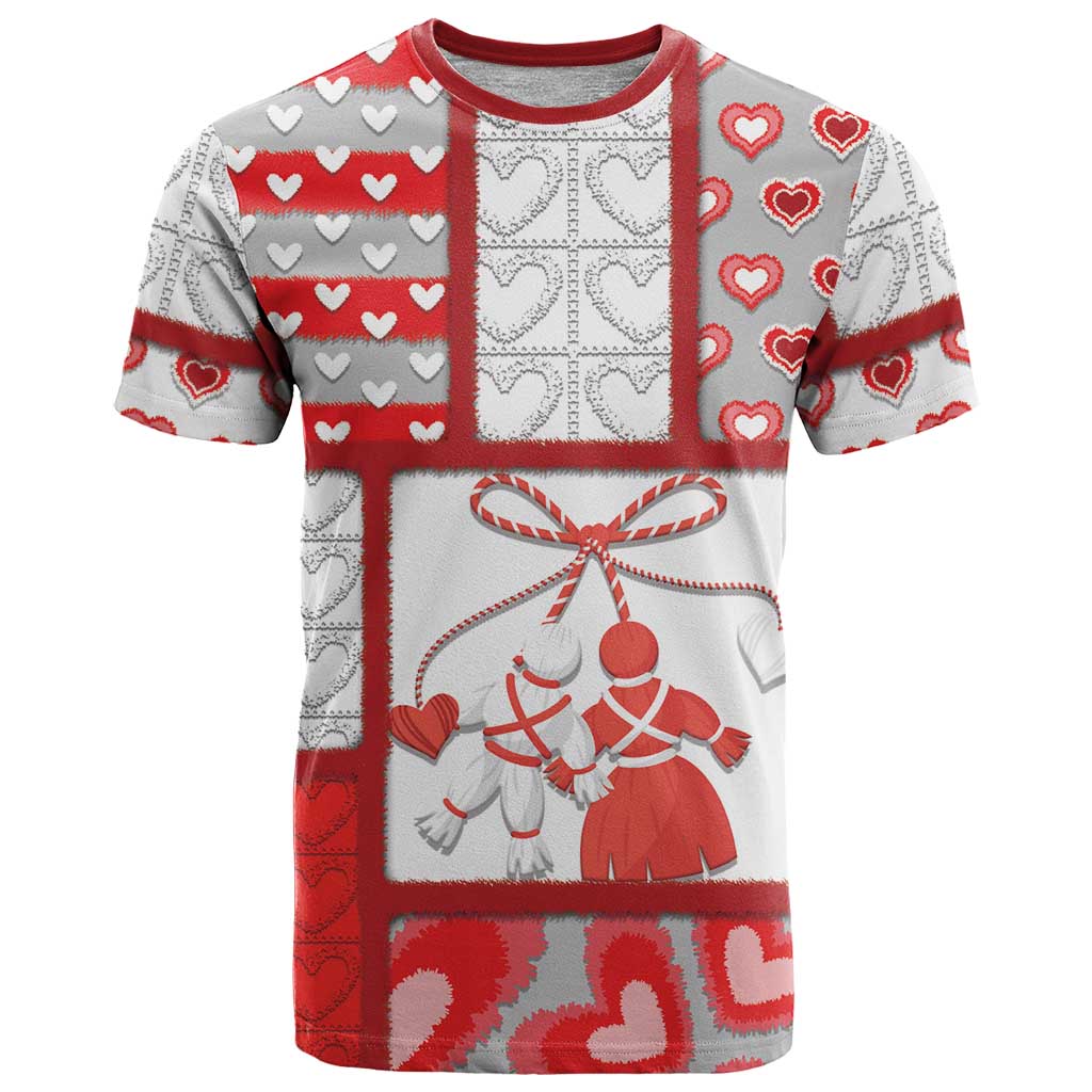 Personalized Romania Valentine's Day T Shirt Martenitsi With Hearts Knitting Effect