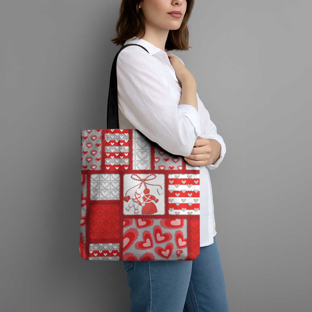 Romania Valentine's Day Tote Bag Martenitsi With Hearts Knitting Effect