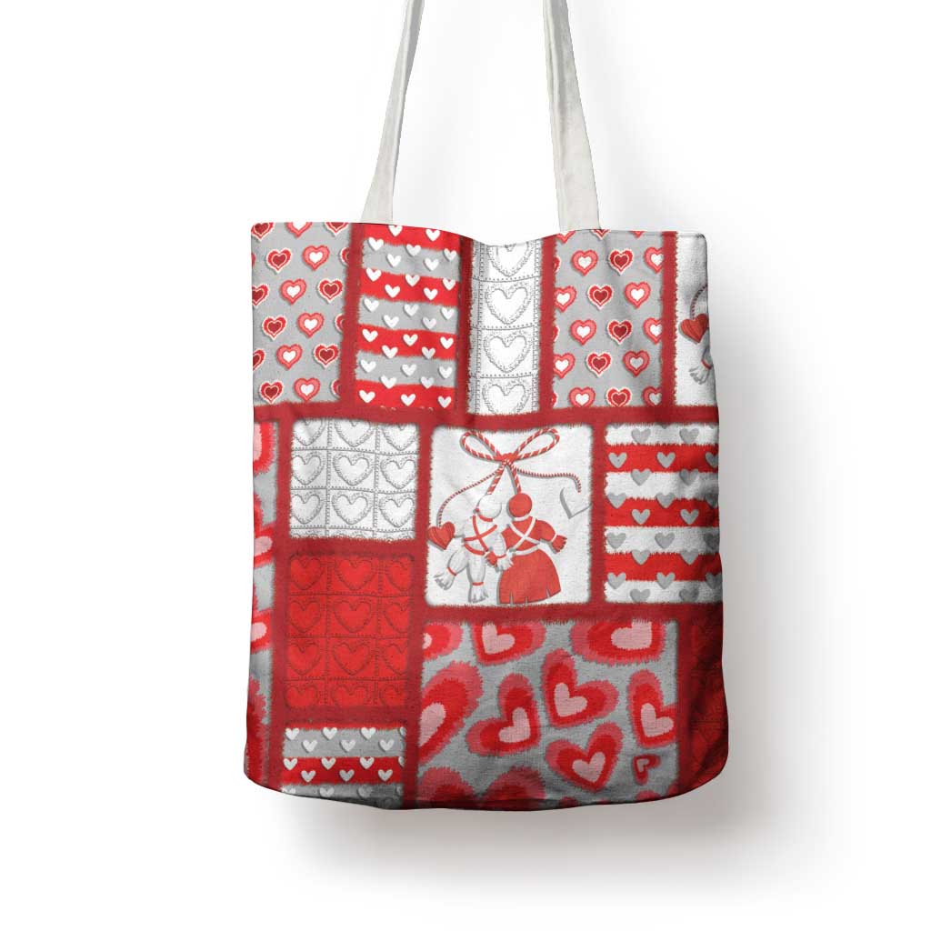Romania Valentine's Day Tote Bag Martenitsi With Hearts Knitting Effect