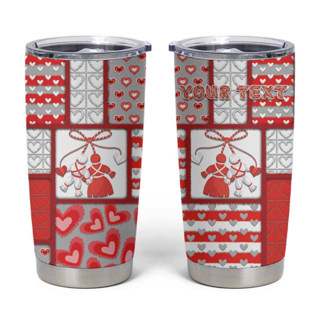 Personalized Romania Valentine's Day Tumbler Cup Martenitsi With Hearts Knitting Effect