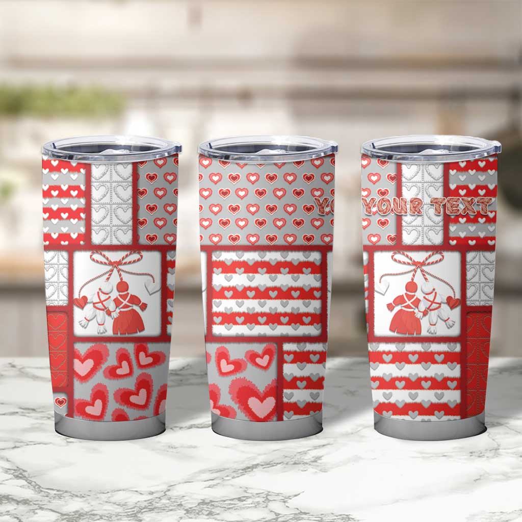 Personalized Romania Valentine's Day Tumbler Cup Martenitsi With Hearts Knitting Effect