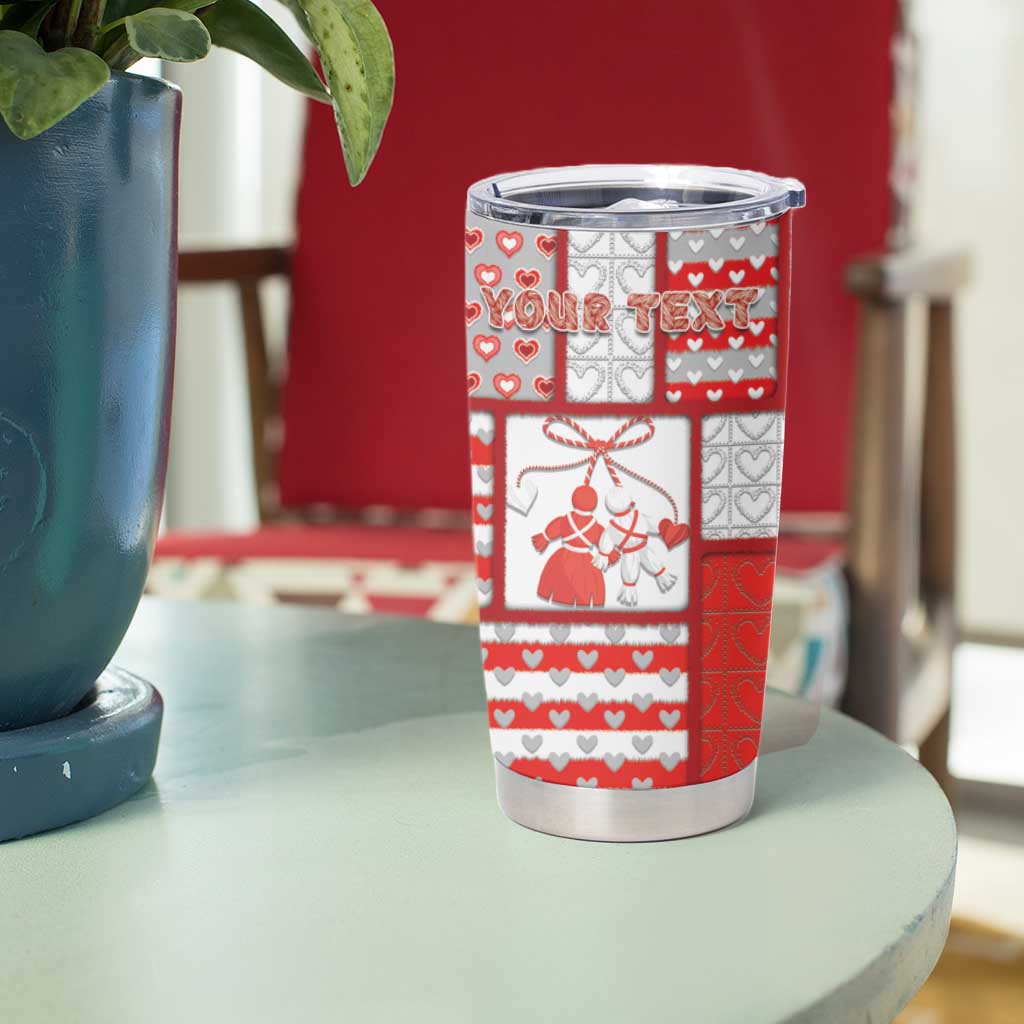 Personalized Romania Valentine's Day Tumbler Cup Martenitsi With Hearts Knitting Effect