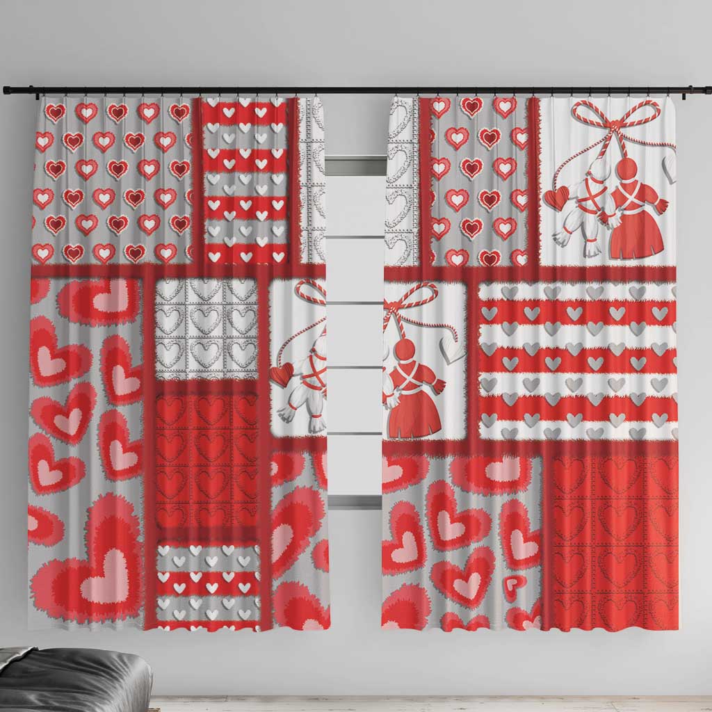 Romania Valentine's Day Window Curtain Martenitsi With Hearts Knitting Effect