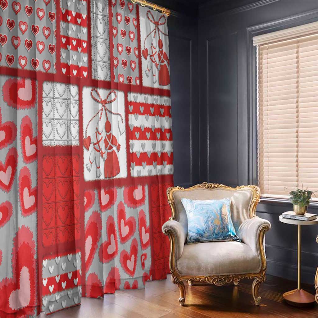 Romania Valentine's Day Window Curtain Martenitsi With Hearts Knitting Effect