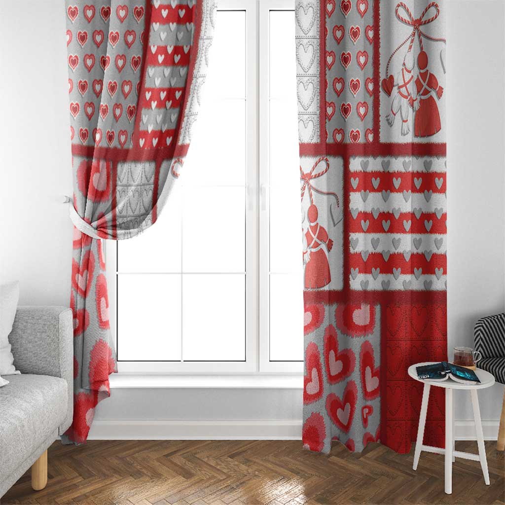 Romania Valentine's Day Window Curtain Martenitsi With Hearts Knitting Effect