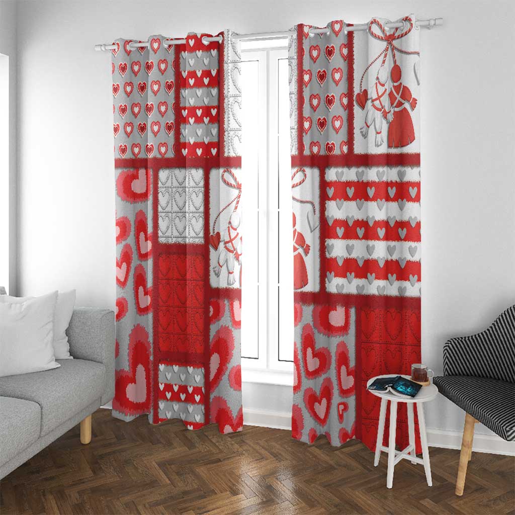 Romania Valentine's Day Window Curtain Martenitsi With Hearts Knitting Effect