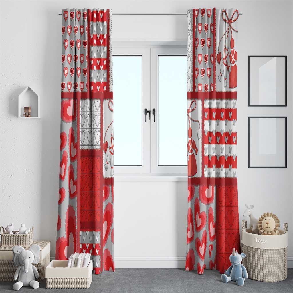Romania Valentine's Day Window Curtain Martenitsi With Hearts Knitting Effect