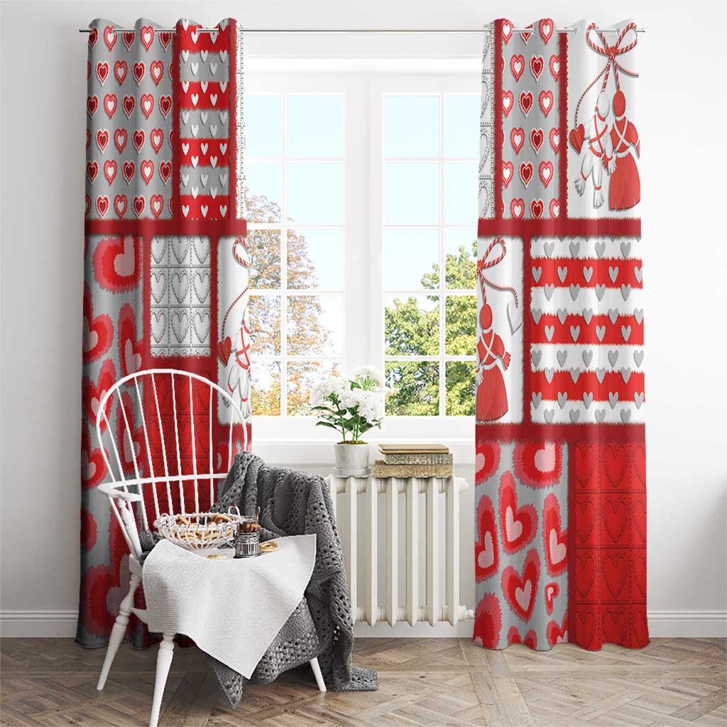 Romania Valentine's Day Window Curtain Martenitsi With Hearts Knitting Effect