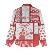 Personalized Romania Valentine's Day Women Casual Shirt Martenitsi With Hearts Knitting Effect