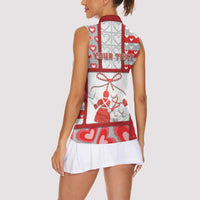 Personalized Romania Valentine's Day Women Sleeveless Polo Shirt Martenitsi With Hearts Knitting Effect