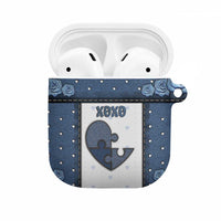 XOXO Valentine's Day AirPods Case Pieces Of The Heart Old Denim Fabric Effect