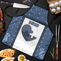 XOXO Valentine's Day Apron Pieces Of The Heart Old Denim Fabric Effect
