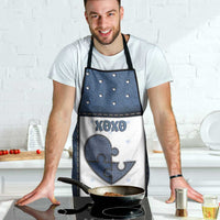 XOXO Valentine's Day Apron Pieces Of The Heart Old Denim Fabric Effect