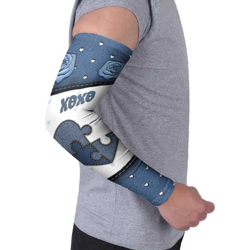 Personalized XOXO Valentine's Day Arm Sleeves Pieces Of The Heart Old Denim Fabric Effect