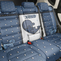 XOXO Valentine's Day Back Car Seat Cover Pieces Of The Heart Old Denim Fabric Effect