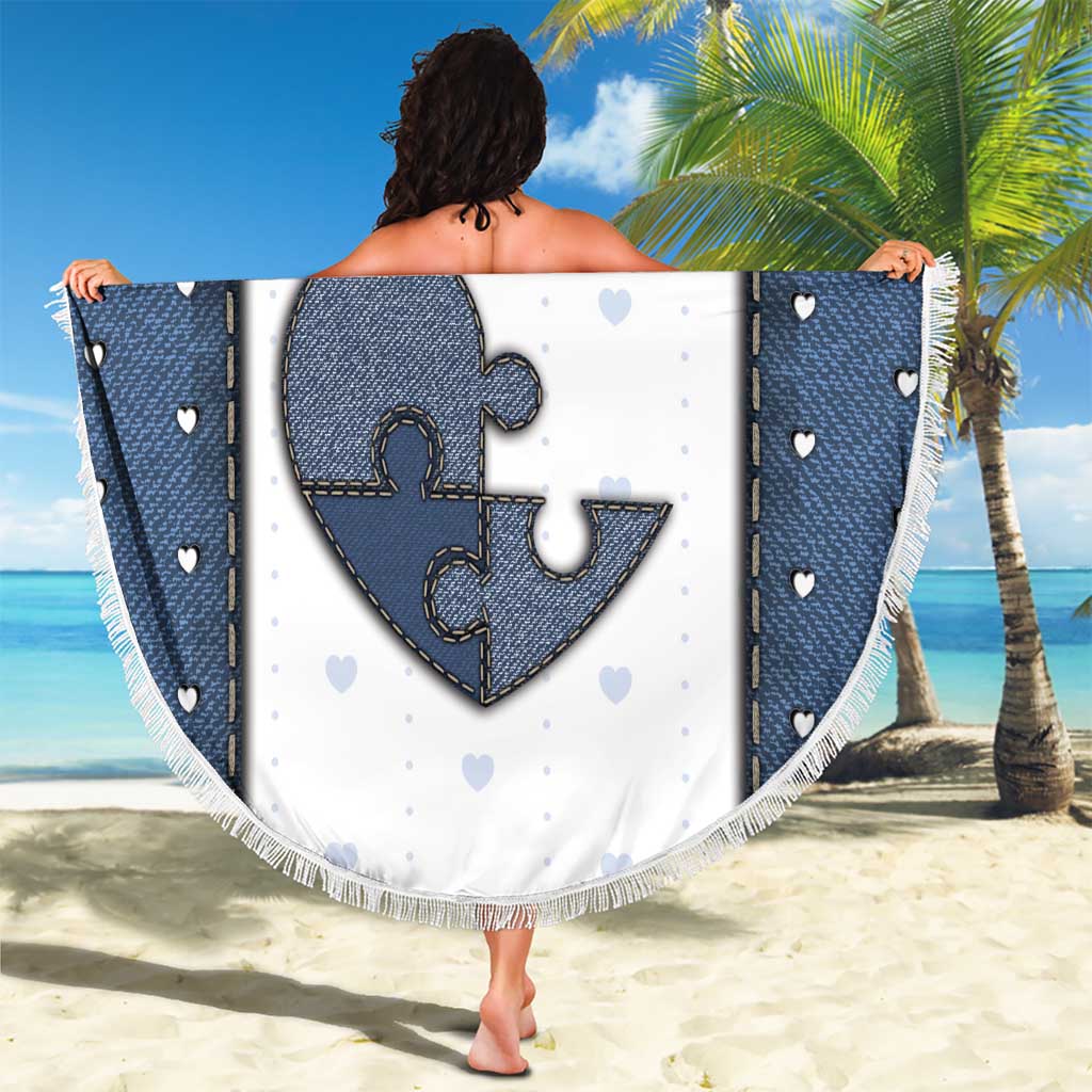 XOXO Valentine's Day Beach Blanket Pieces Of The Heart Old Denim Fabric Effect