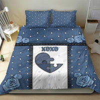 XOXO Valentine's Day Bedding Set Pieces Of The Heart Old Denim Fabric Effect