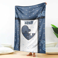 XOXO Valentine's Day Blanket Pieces Of The Heart Old Denim Fabric Effect