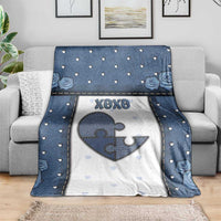 XOXO Valentine's Day Blanket Pieces Of The Heart Old Denim Fabric Effect