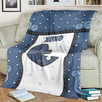 XOXO Valentine's Day Blanket Pieces Of The Heart Old Denim Fabric Effect