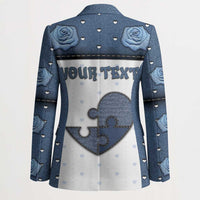 Personalized XOXO Valentine's Day Blazer Pieces Of The Heart Old Denim Fabric Effect