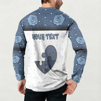 Personalized XOXO Valentine's Day Button Sweatshirt Pieces Of The Heart Old Denim Fabric Effect