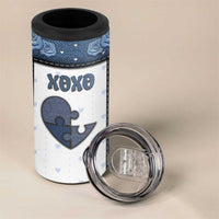 Personalized XOXO Valentine's Day 4 in 1 Can Cooler Tumbler Pieces Of The Heart Old Denim Fabric Effect