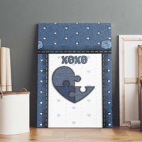 XOXO Valentine's Day Canvas Wall Art Pieces Of The Heart Old Denim Fabric Effect