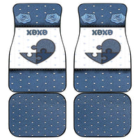 Personalized XOXO Valentine's Day Car Mats Pieces Of The Heart Old Denim Fabric Effect