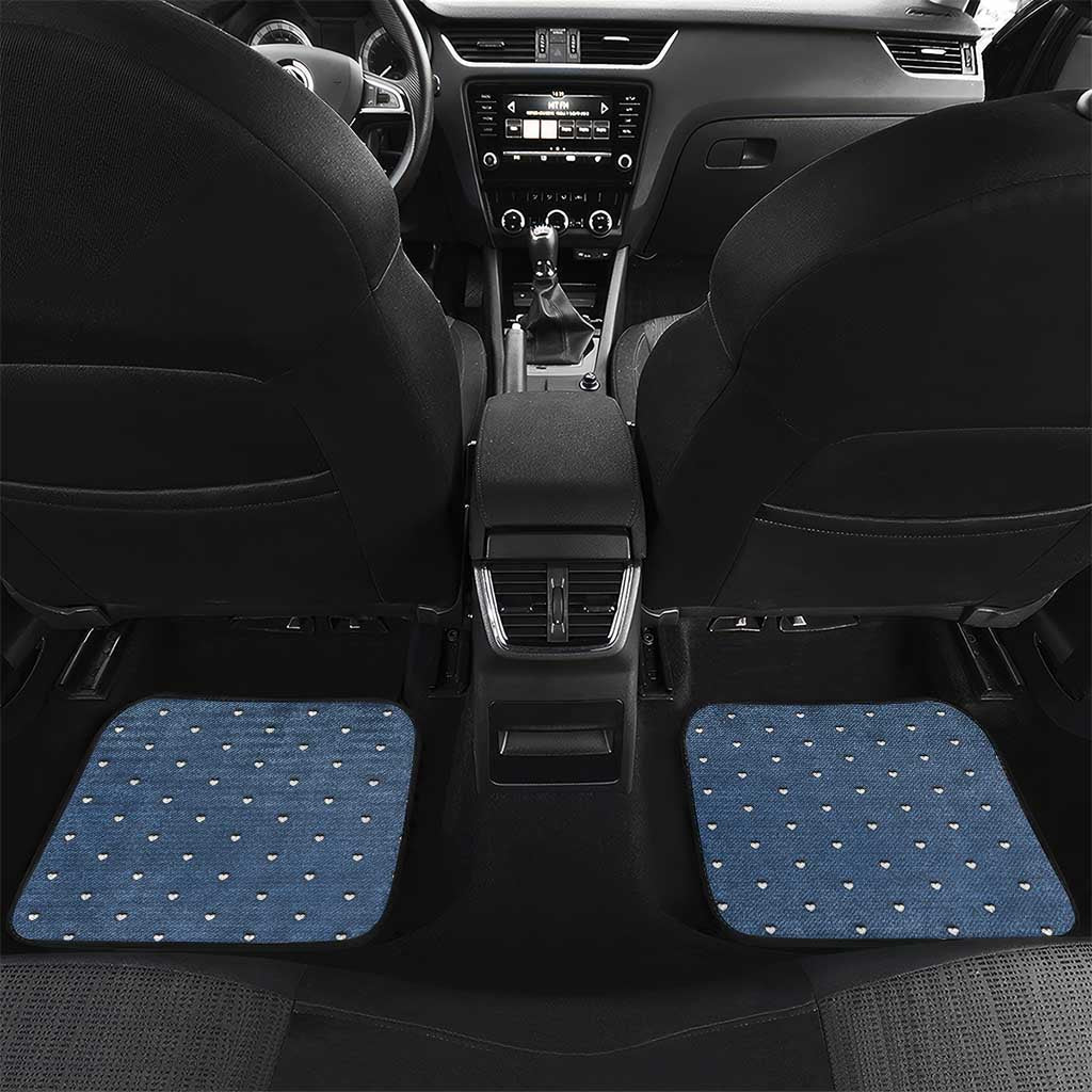 Personalized XOXO Valentine's Day Car Mats Pieces Of The Heart Old Denim Fabric Effect