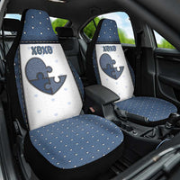 XOXO Valentine's Day Car Seat Cover Pieces Of The Heart Old Denim Fabric Effect