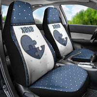 XOXO Valentine's Day Car Seat Cover Pieces Of The Heart Old Denim Fabric Effect