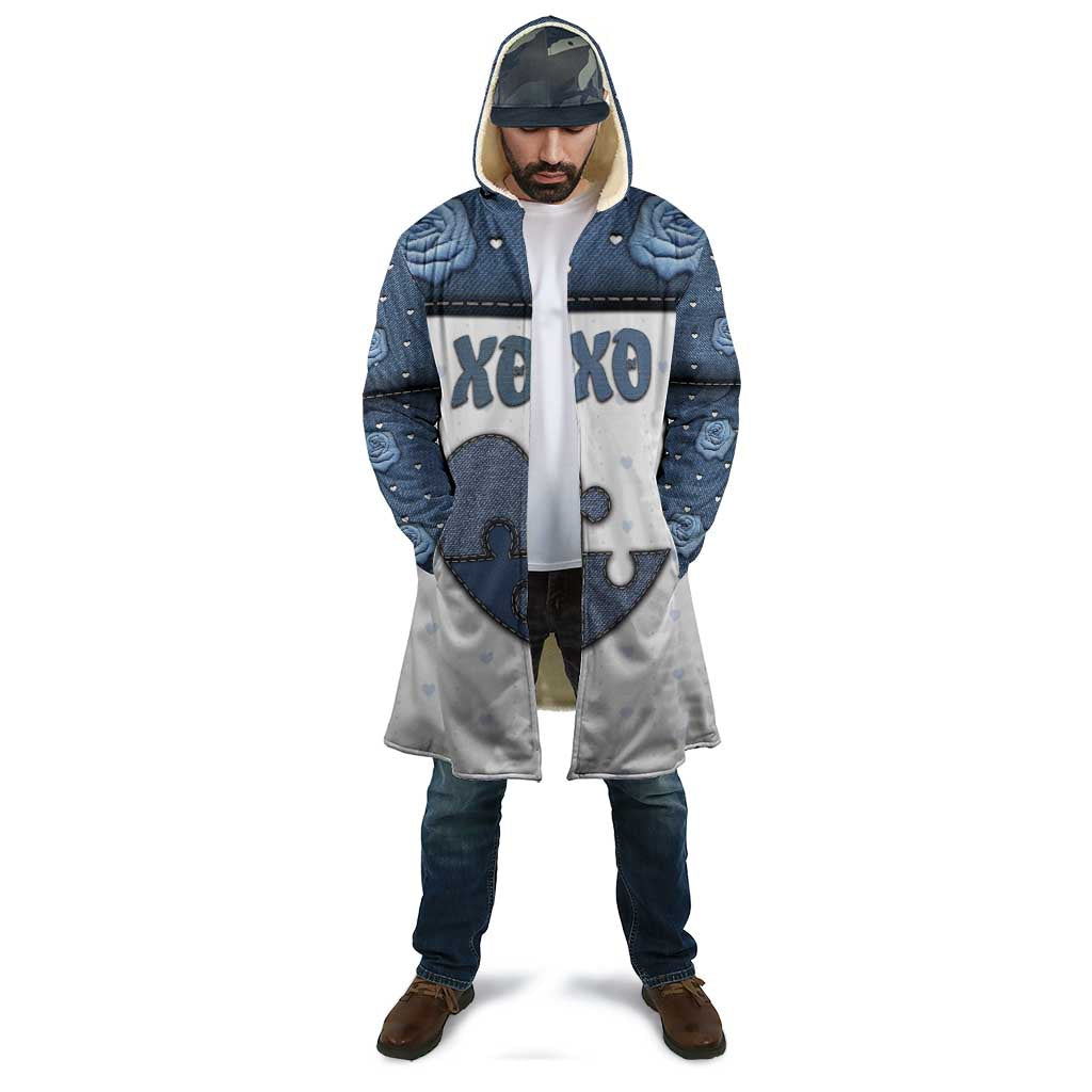 Personalized XOXO Valentine's Day Cloak Pieces Of The Heart Old Denim Fabric Effect
