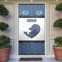 Personalized XOXO Valentine's Day Door Cover Pieces Of The Heart Old Denim Fabric Effect