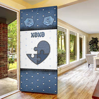 Personalized XOXO Valentine's Day Door Cover Pieces Of The Heart Old Denim Fabric Effect