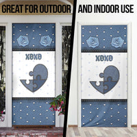 Personalized XOXO Valentine's Day Door Cover Pieces Of The Heart Old Denim Fabric Effect