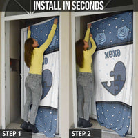 Personalized XOXO Valentine's Day Door Cover Pieces Of The Heart Old Denim Fabric Effect