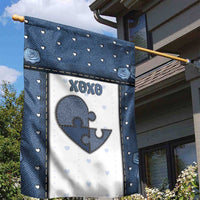 XOXO Valentine's Day Garden Flag Pieces Of The Heart Old Denim Fabric Effect