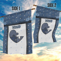 XOXO Valentine's Day Garden Flag Pieces Of The Heart Old Denim Fabric Effect