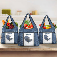 XOXO Valentine's Day Grocery Bag Pieces Of The Heart Old Denim Fabric Effect