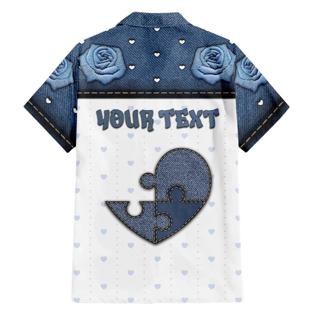 Personalized XOXO Valentine's Day Hawaiian Shirt Pieces Of The Heart Old Denim Fabric Effect