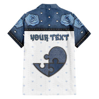 Personalized XOXO Valentine's Day Hawaiian Shirt Pieces Of The Heart Old Denim Fabric Effect
