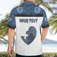 Personalized XOXO Valentine's Day Hawaiian Shirt Pieces Of The Heart Old Denim Fabric Effect