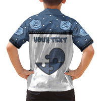 Personalized XOXO Valentine's Day Hawaiian Shirt Pieces Of The Heart Old Denim Fabric Effect