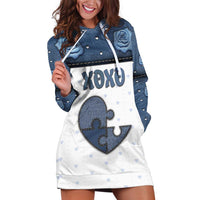 Personalized XOXO Valentine's Day Hoodie Dress Pieces Of The Heart Old Denim Fabric Effect