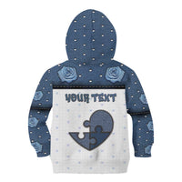 Personalized XOXO Valentine's Day Kid Hoodie Pieces Of The Heart Old Denim Fabric Effect