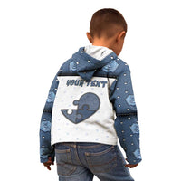 Personalized XOXO Valentine's Day Kid Hoodie Pieces Of The Heart Old Denim Fabric Effect