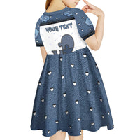 Personalized XOXO Valentine's Day Kid Short Sleeve Dress Pieces Of The Heart Old Denim Fabric Effect