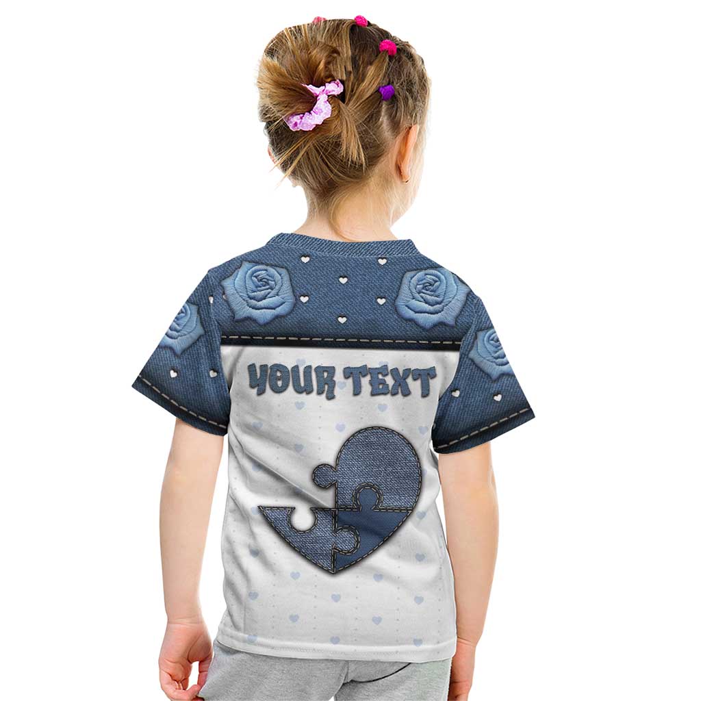 Personalized XOXO Valentine's Day Kid T Shirt Pieces Of The Heart Old Denim Fabric Effect