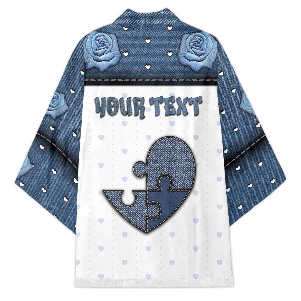 Personalized XOXO Valentine's Day Kimono Pieces Of The Heart Old Denim Fabric Effect